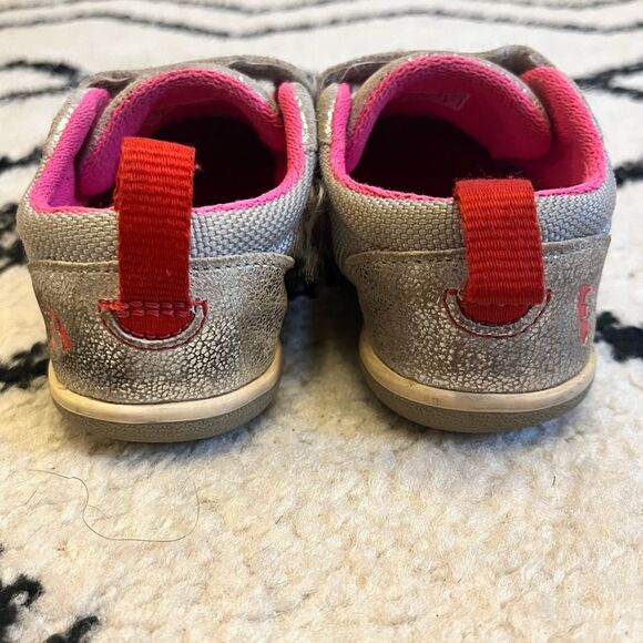 Plae Metallic Silver Pink Suede & Nylon Velcro Sneakers Size 5.5 - Picture 7 of 10
